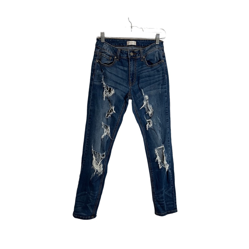 Altar'd State Distressed Ripped Destroyed Medium Wash Mid Rise Jeans Womens 24